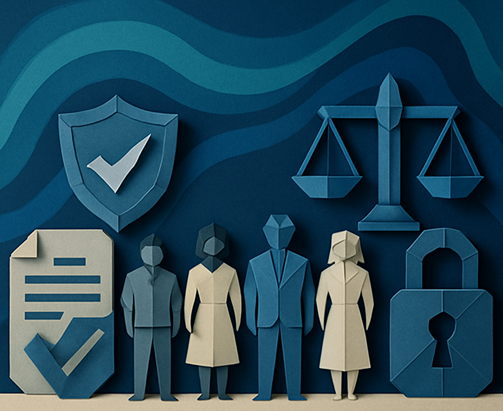 An intricate origami scene unfolds showcasing various symbolic representations of consumer protections under the Fair Consumer Reporting Act Delicate-1