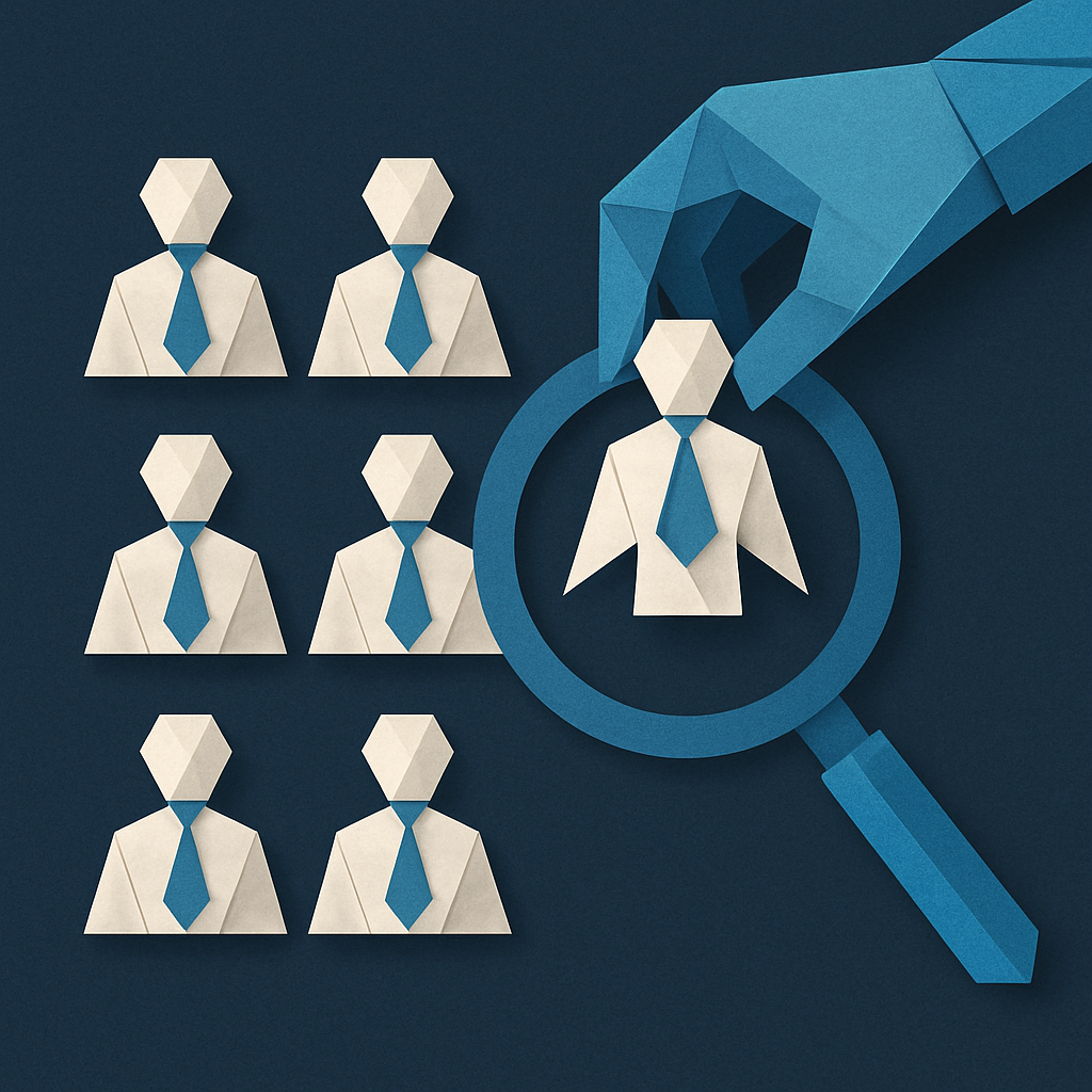 Create an origamistyle image with a dark blue background that depcits employee staffing agency using only these colors  Blues 0367A6 048ABF 049DBF 073