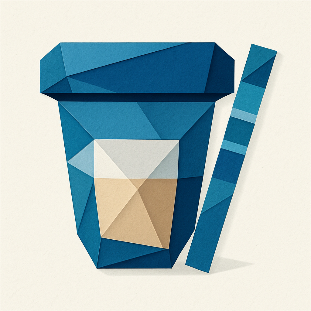 Urinalysis or urine screening perhaps a cup using an origami style image 130 Use these colors with a light or cream background Blues  0367A6 048ABF 04